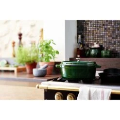 Staub Cocotte 33 Cm, Ovale, Basilic, Fonte -Staub Soldes Boutique 000016963