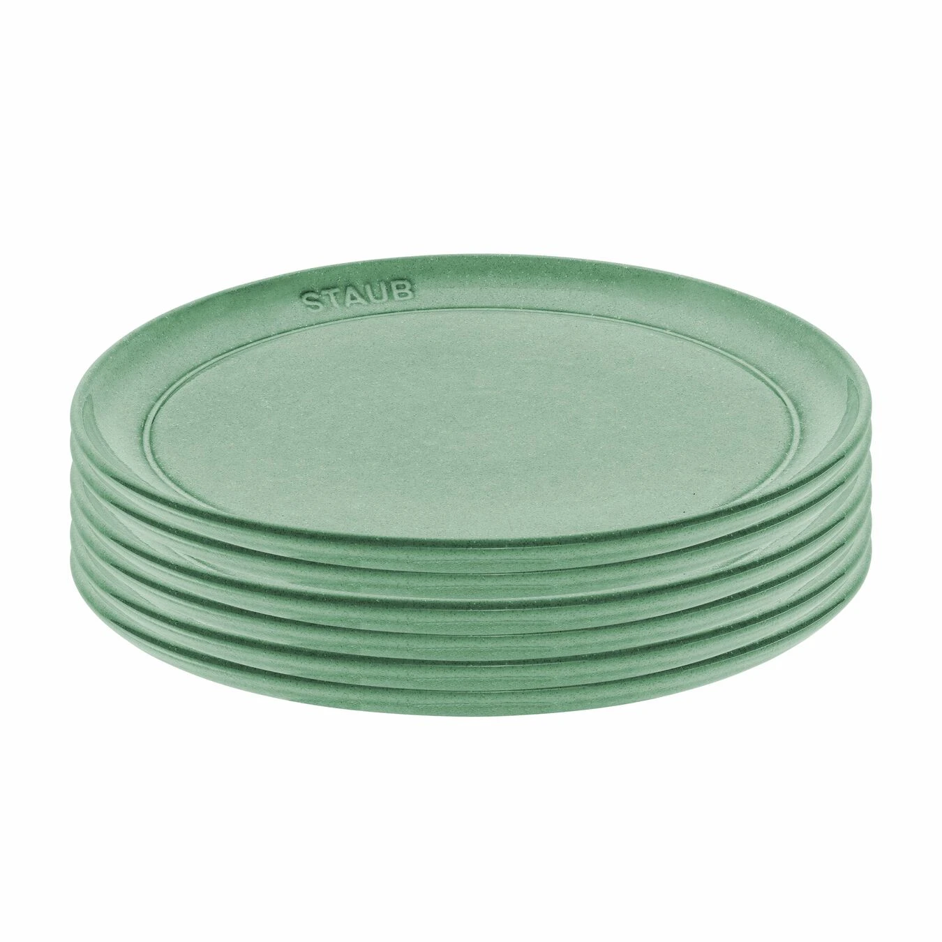 Staub Lot De 6 Assiettes Plates 22 Cm, Céramique, Sauge 3 Staub Lot De 6 Assiettes Plates 22 Cm, Céramique, Sauge