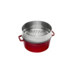 Staub Cocotte Avec Panier Vapeur 26 Cm, Rond(e), Cerise, Fonte -Staub Soldes Boutique 40510 601 0 2