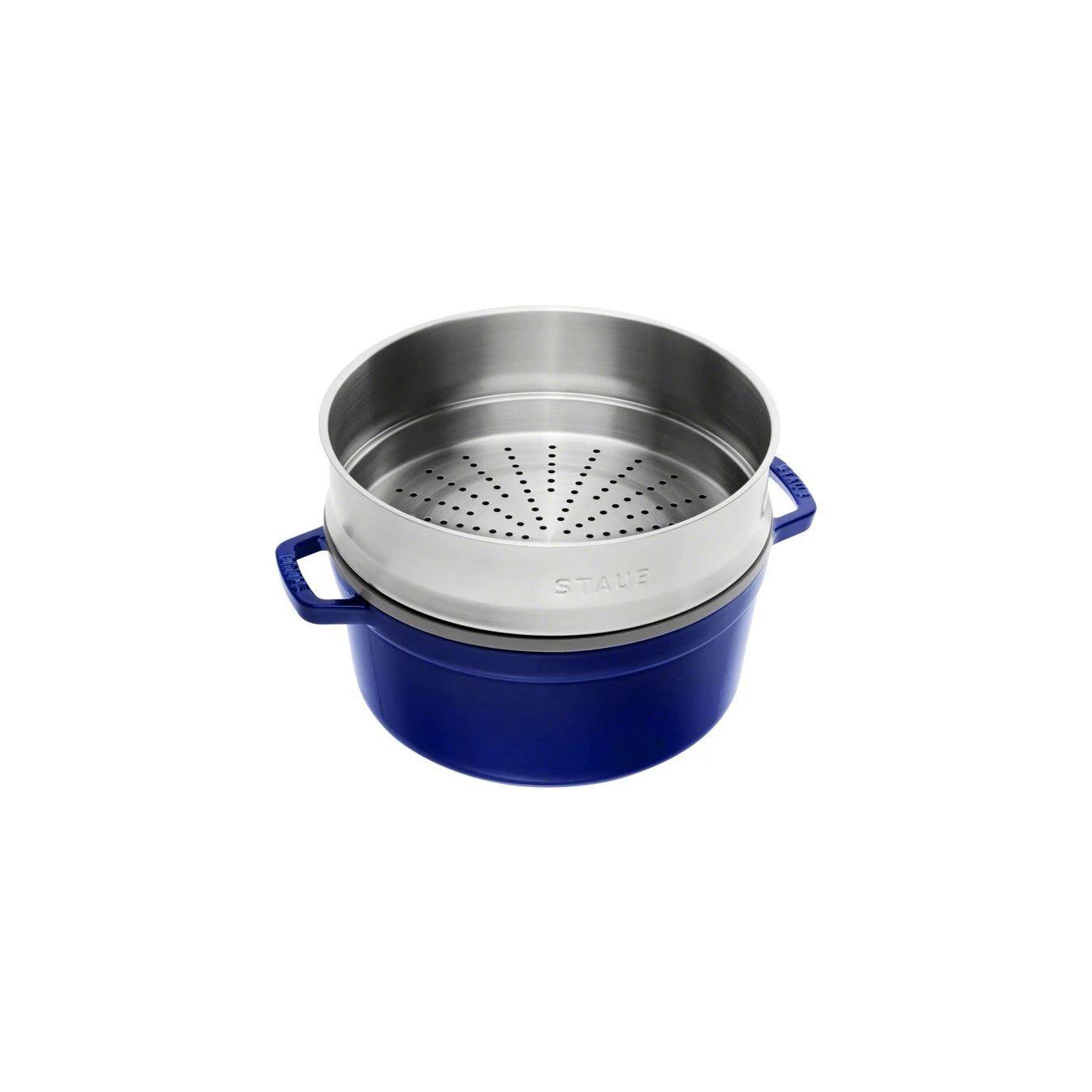 Staub Cocotte Avec Panier Vapeur 26 Cm, Rond(e), Bleu Intense, Fonte 4 Staub Cocotte Avec Panier Vapeur 26 Cm, Rond(e), Bleu Intense, Fonte – Image 2