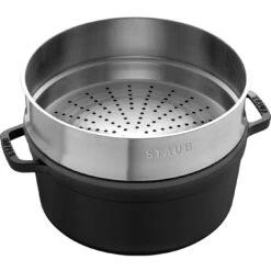 Staub Cocotte Avec Panier Vapeur 26 Cm, Rond(e), Noir, Fonte -Staub Soldes Boutique 40510 606 0 4