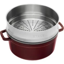 Staub Cocotte Avec Panier Vapeur 26 Cm, Rond(e), Grenadine, Fonte 6 Staub Cocotte Avec Panier Vapeur 26 Cm, Rond(e), Grenadine, Fonte -Staub Soldes Boutique 40510600 1