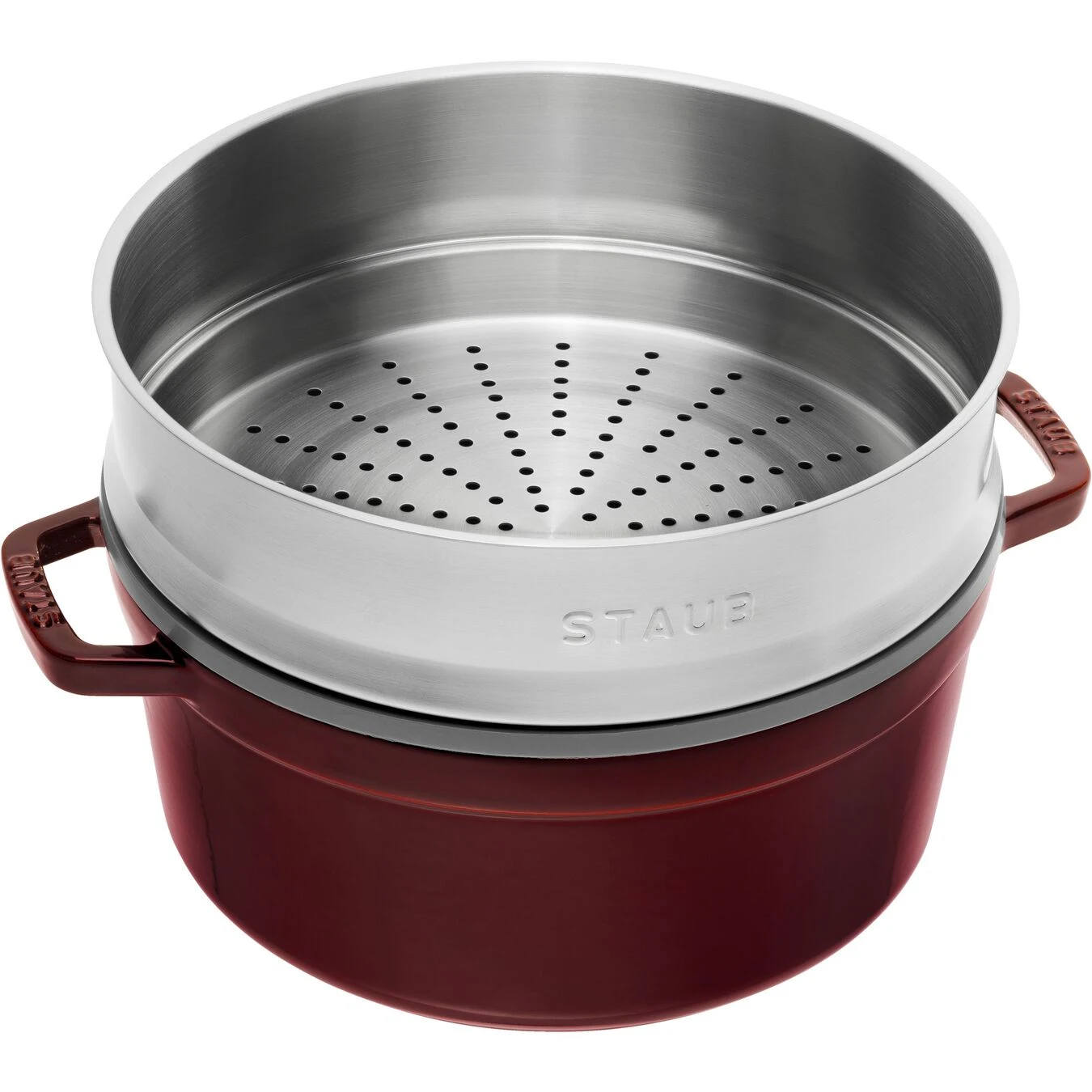 Staub Cocotte Avec Panier Vapeur 26 Cm, Rond(e), Grenadine, Fonte 4 Staub Cocotte Avec Panier Vapeur 26 Cm, Rond(e), Grenadine, Fonte â Image 2