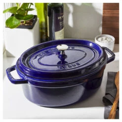 Staub Cocotte 29 Cm, Ovale, Bleu Intense, Fonte -Staub Soldes Boutique 750032554